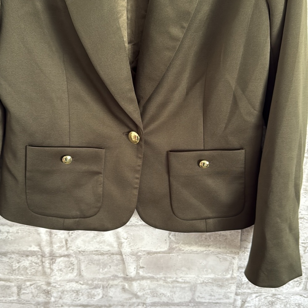 NWOT Cropped Blazer Hunter Green Sz 12 - Picture 5 of 7